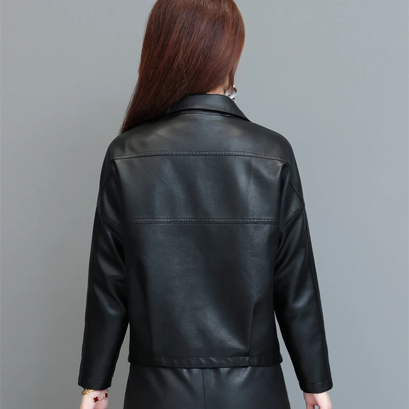 Women's Faux Leather Moto Biker Short Jacket Zip Up Motorcycle Short PU Moto Biker Outwear Fitted Slim Coat leather Jacket