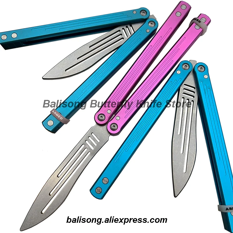 ARMED  SHARK Zephyr V2 Clone Balisong Trainer Butterfly Knife Aluminum Handle Bushings System Flipping Trainer Outdoor Safe EDC