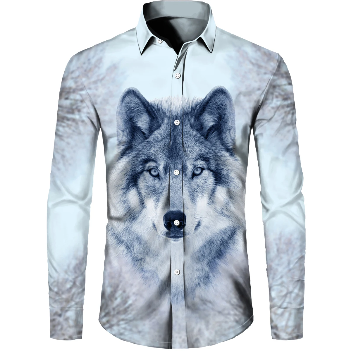 

Trend Personality Animal Wolf Pattern 3D Print Long Sleeve Shirts Fashion Cool Style Graphic Button Blouses For Men Футболка