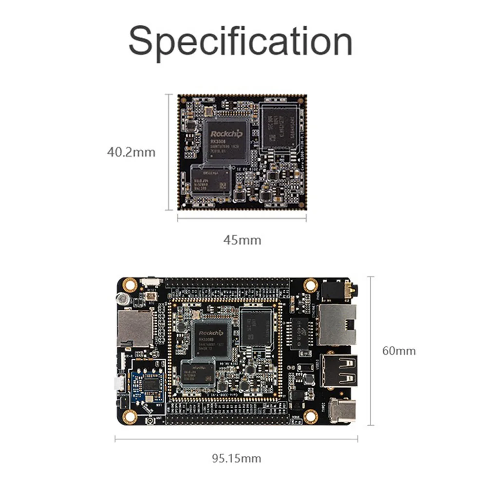 RK3308 Материнская плата IoT Core-3308Y Основная Четырехъядерный 64-битный процессор