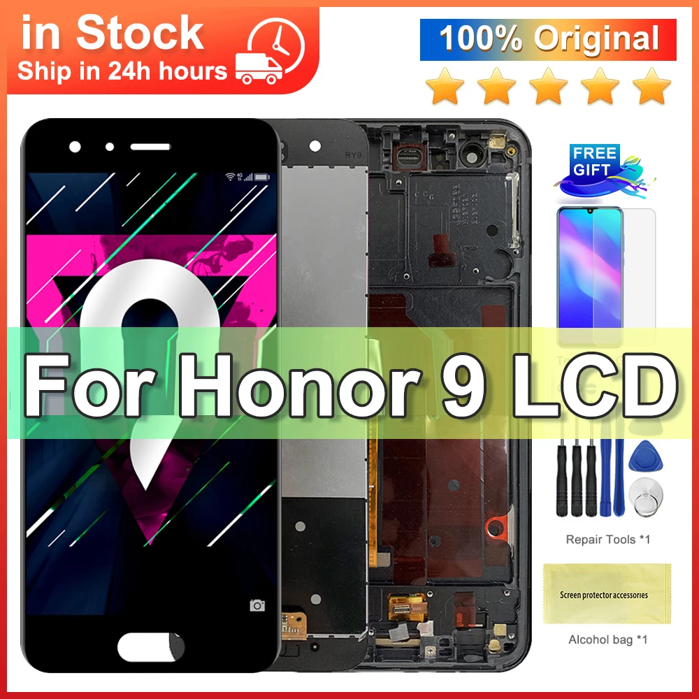 5,15 'Оригинальный дисплей для Honor 9, сенсорный экран, дигитайзер с рамкой для Honor9 STF-L09 STF-AL00, ЖК-дисплей