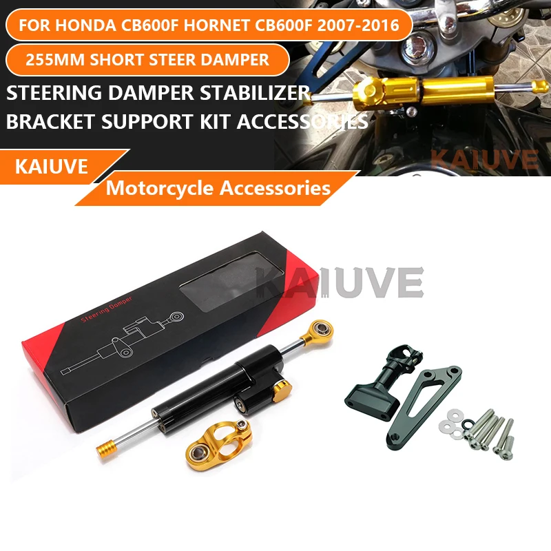 

KAIUVE 255MM Motorcycle Steering Damper Stabilizer Mount Bracket Support Kit For HONDA CB600F HORNET 600 CB 600F 2007-2016