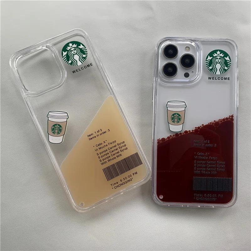 

Star coffee bucks liquid quicksand case for iphone 11 13 12 pro max Clear protective cover Iphone 13 xs xr 8 7 Plus Fundas
