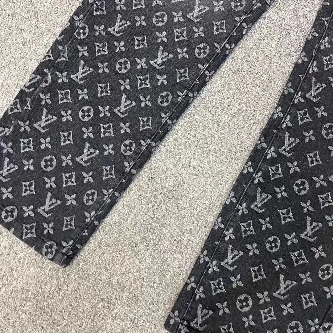 Джинсы В Стиле Louis Vuitton‌ Copy 1:1 Мужские Прямые Стрейчевые КлассичесКие Модные