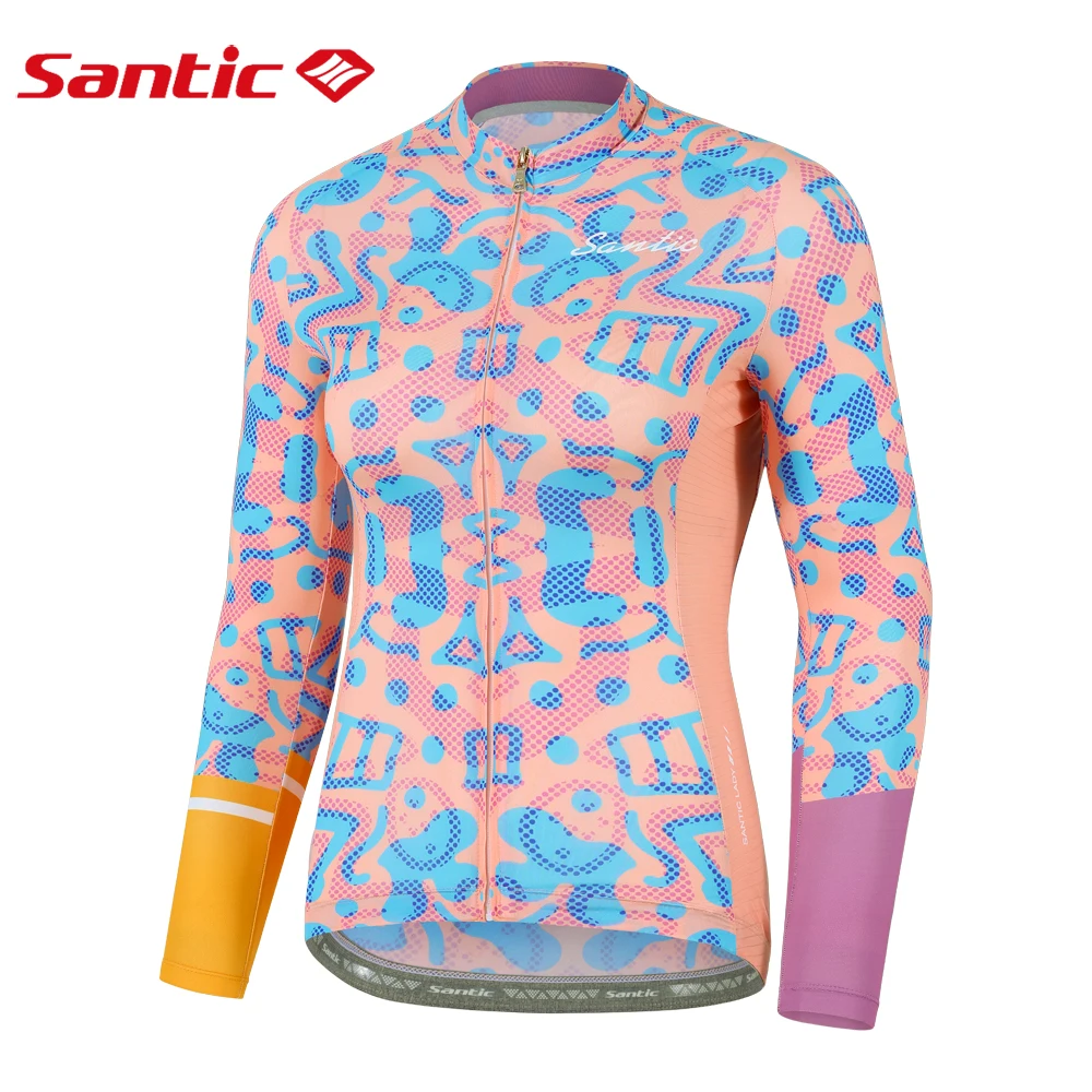 Santic Woman Cycling Sweatshirt Summer Outdoor Riding Mountain Bike Long Sleeve Sunscreen Breathable Lightweight Top Asian Size