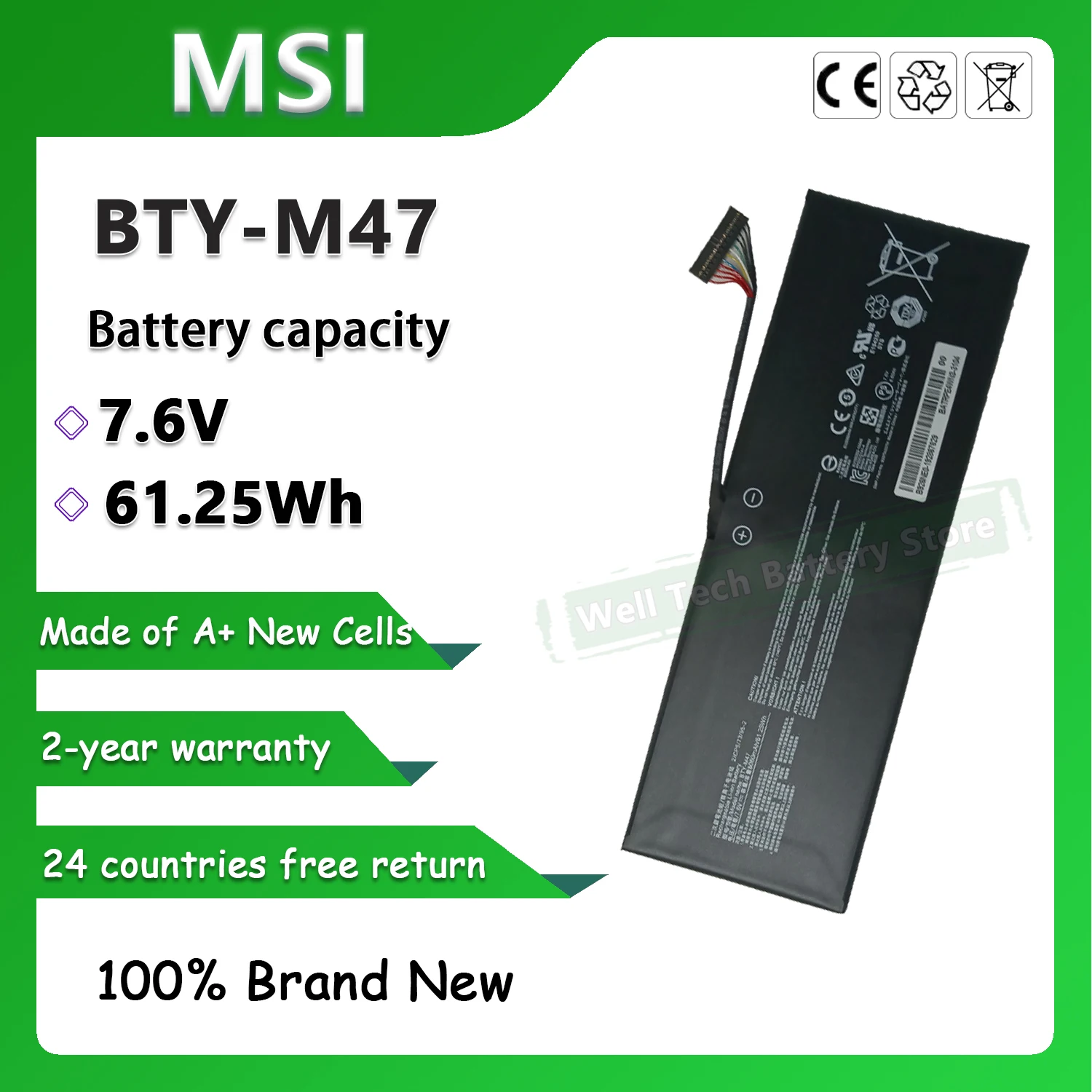 7 6 В 61 25 Втч BTY-M47 Аккумулятор для ноутбука MSI MS-14A1 MS-14A3 GS40 6QE 6QD 6QE-006XCN 6QE-055XCN GS40-6QE-027UK GS43