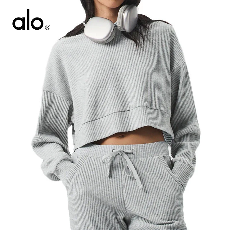 Женская одежда для йоги в стиле ALO черная весенне-осенняя повседневная толстовка