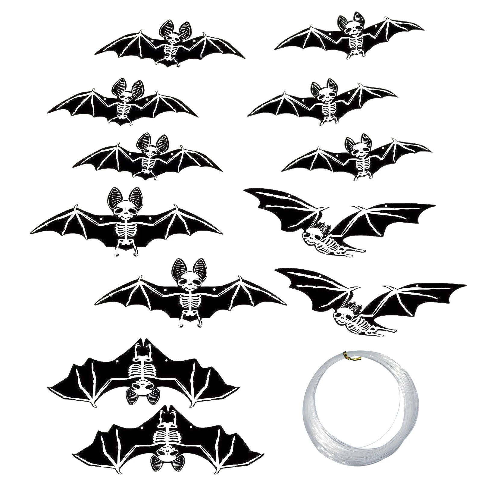 Декор двора для вечеринки в честь Хэллоуина - 12шт светящихся скелетов летучих