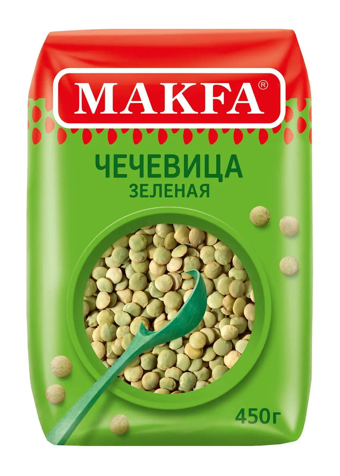 Упаковка 8 штук Чечевица Макфа зеленая 450г