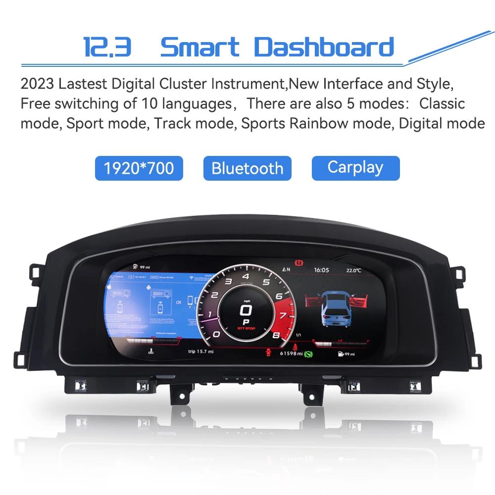 

2023 Lastest Digital Dashboard For VW Golf 7/7.5 GTI Golf 6 /GTI MK6 MK7 PASSAT B7 B8 CC Car LCD Instrument Panel Dashboard