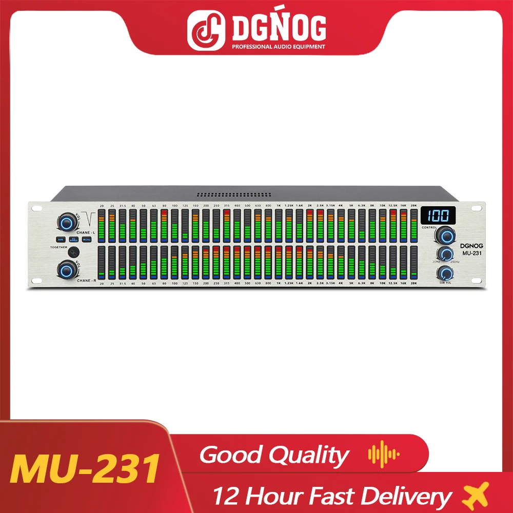 

MU-231 Digital Equalizer Karaoke 2U Dual 31 Band Graphic Audio Equalizer Professional Audio System SUB Output DGNOG