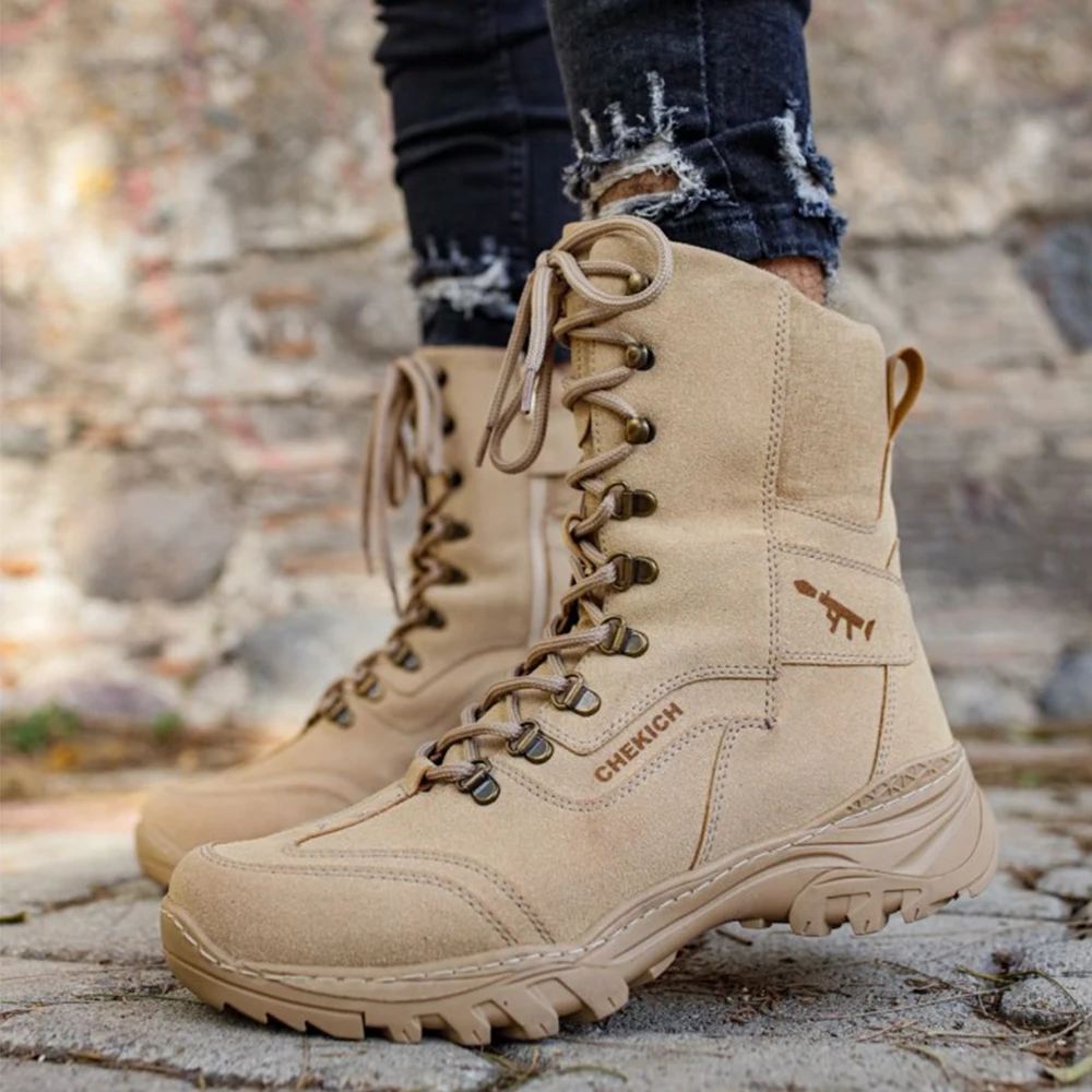 2023 Season Boots for Men Beige Artificial Leather Laced Winter Fashion Warm Snow Plus Sizes Ankle Footwears High Quality of Military Shoes Tactical Trekking Camping Outdoor 51