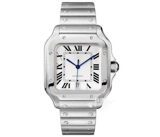 

Роскошные мужские часы Santos серебристого цвета BV автоматические механические горячие продажи высшего качества с кожаным ремешком