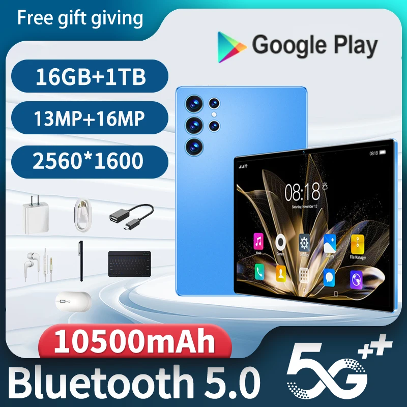 

2023 New Tablet 10.1 11 12 inch Android 13.0 16 GB RAM 1TB ROM Dual SIM Dual Standby WIFI GPS Google Play Worldwide Edition