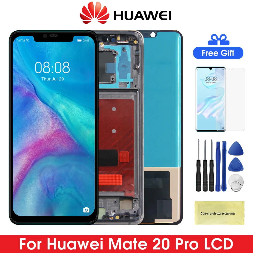 

tft Huawei Mate 20 Pro Display Screen with Frame, for Huawei Mate 20 Pro LYA-L09 LYA-L29 Lcd Display Touch Screen Replacement