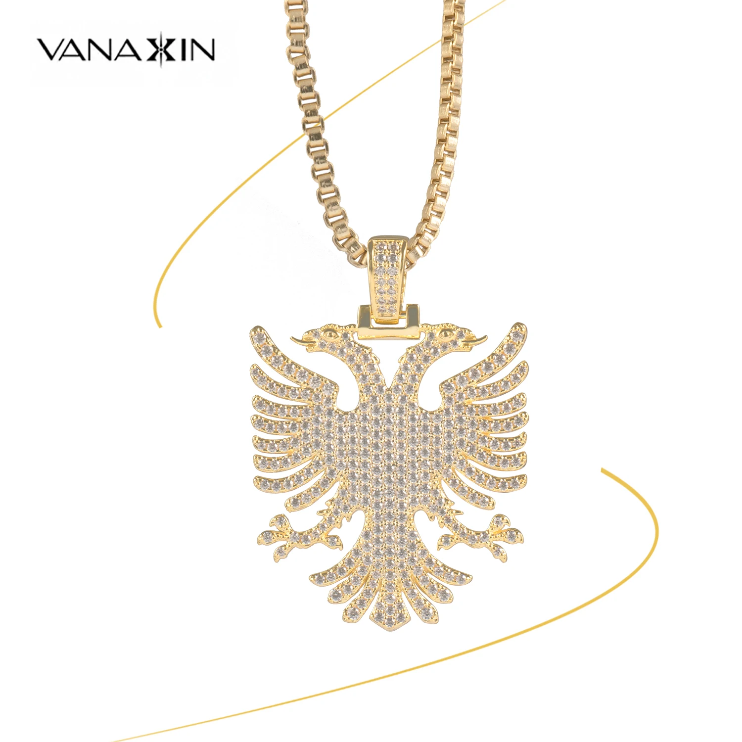 VANAXIN Подвеска со льдом, ожерелье в стиле хип-хоп с изображением орла, CZ Циркон, народный Национальный стиль, ювелирное изделие, подарок