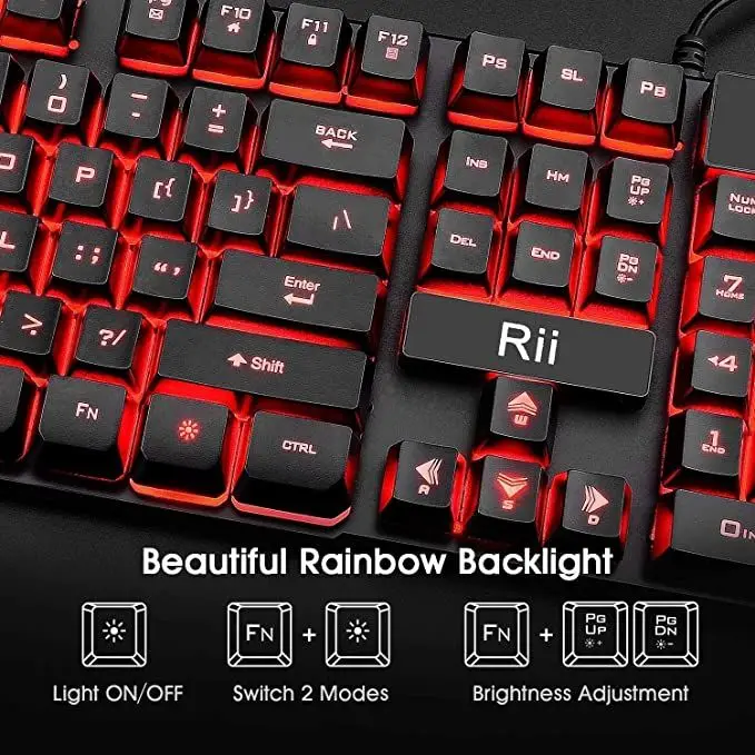 Игровая клавиатура и мышь Rii RK108 с 3 светодиодными подсветками |