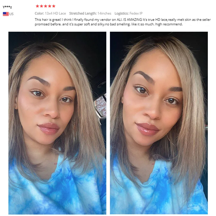 BEEOS Ash Blonde 13x4 HD Lace Front Human Hair Wigs Skinlike Straight Short Bob Wig For Women Pre plucked 5x5 HD Closure Wig