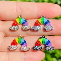 5pcs colorful enamel micro zirconia pave rainbow charm for girl bracelet necklace making trendy pendant for kids jewelry making