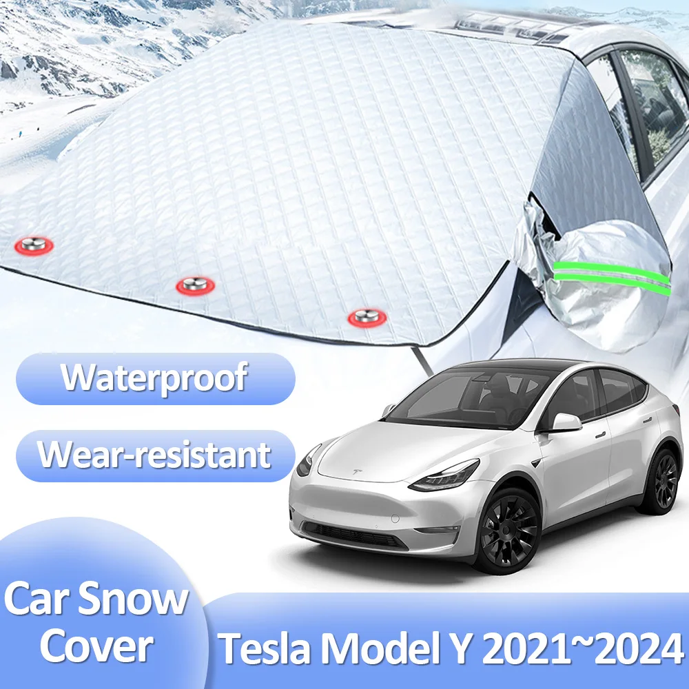 

Автомобильный Снежный чехол для Tesla Model Y 2021 2022 2023 2024, козырек на лобовое стекло, защита от льда, зимние противоморозные автомобильные внешние аксессуары