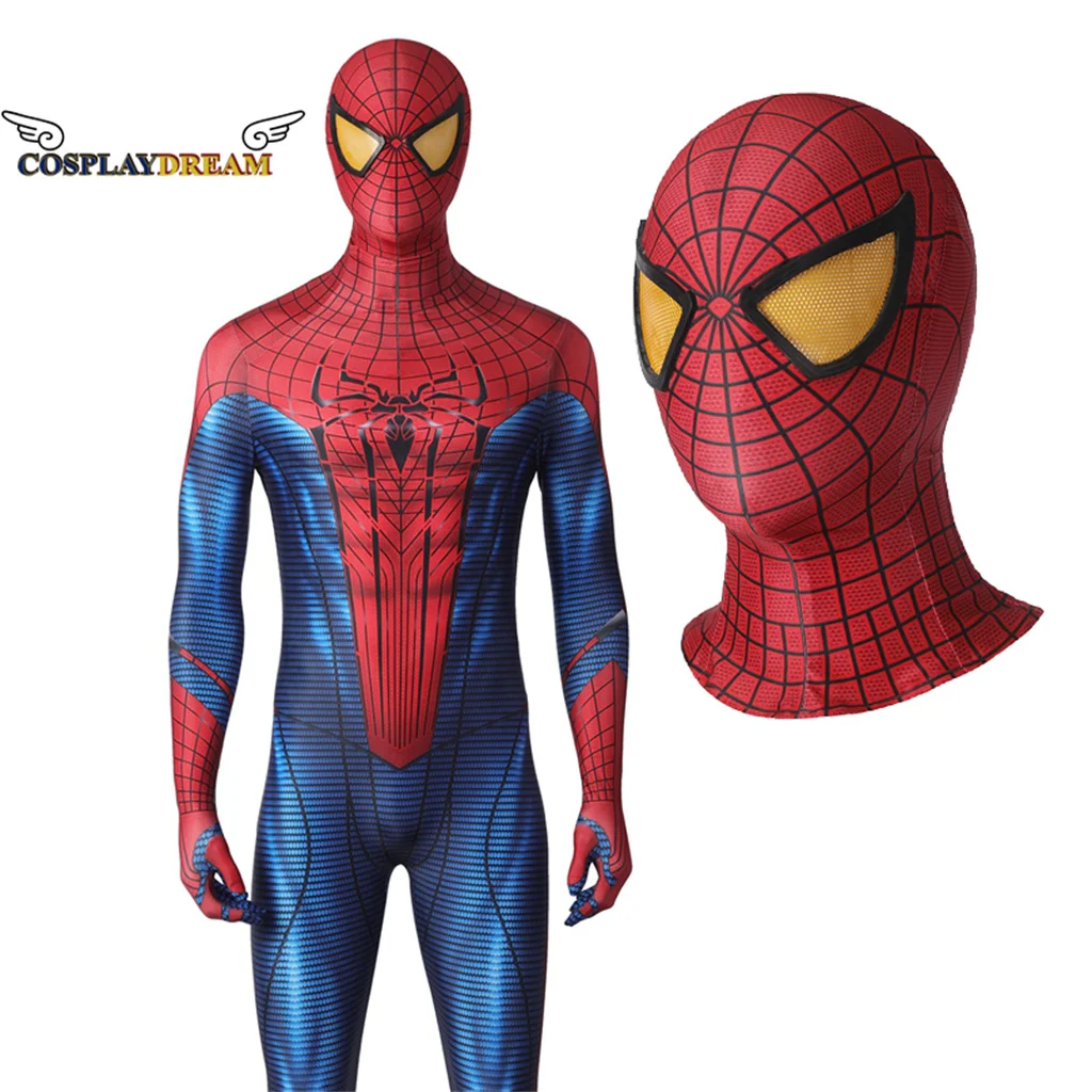 

PS5 Superhero Cosplay Spider Costume Amazing Suit 3D Printing Jumpsuit Zentai with Mask Adult Men Halloween Carnival Bodysuit