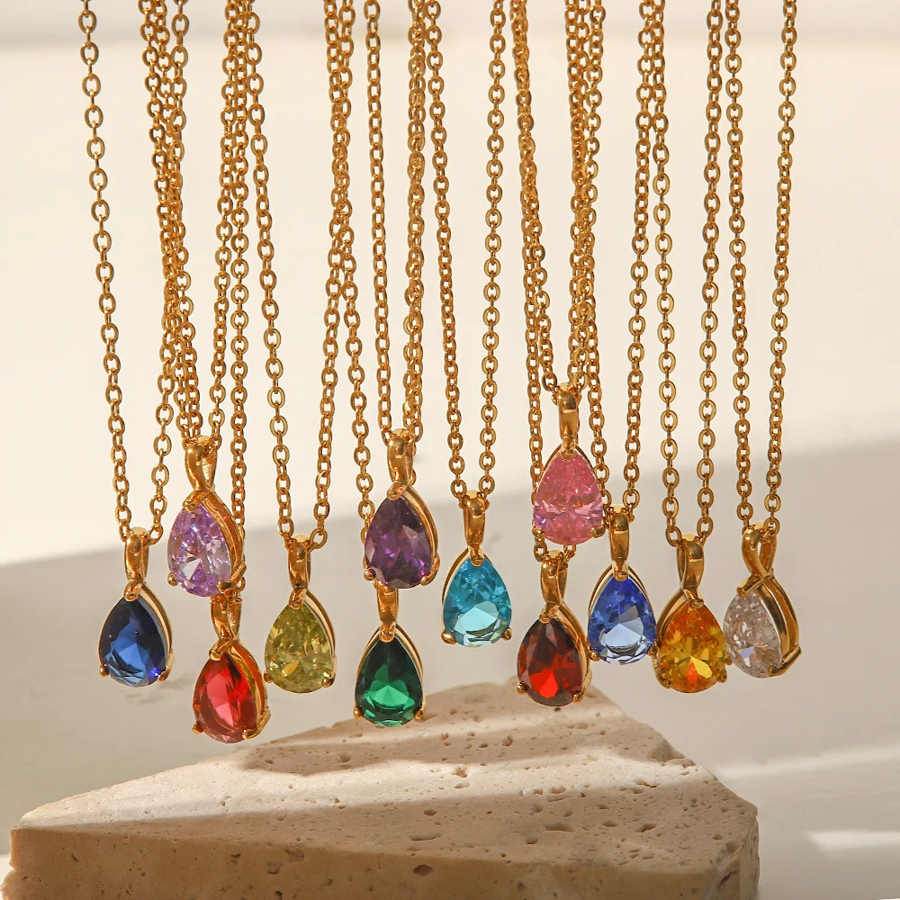 Uworld INS 18K PVD позолоченная цепочка в форме капли воды кулон из нержавеющей стали