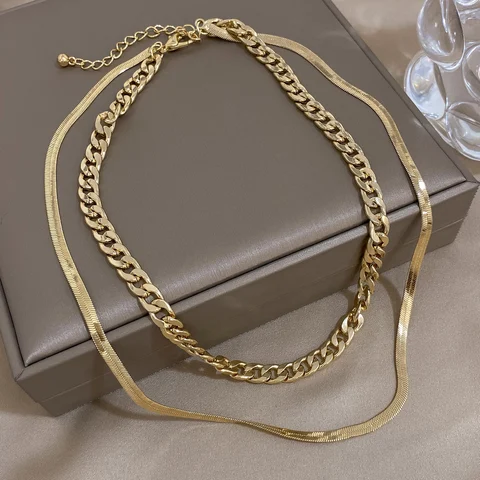 Двухслойное ожерелье Куба Slavena золотое