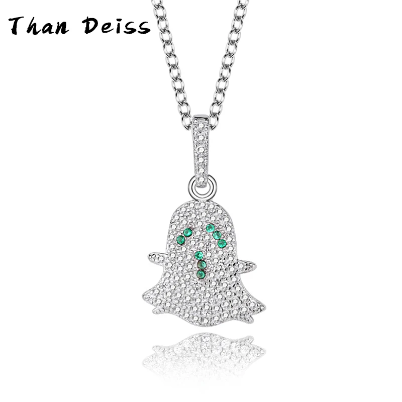 

S925 Sterling Silver Ghost Necklace Micro Inlay Creativity Personality Ladies Secklace Fashion Simplicity Jewelry Pendant