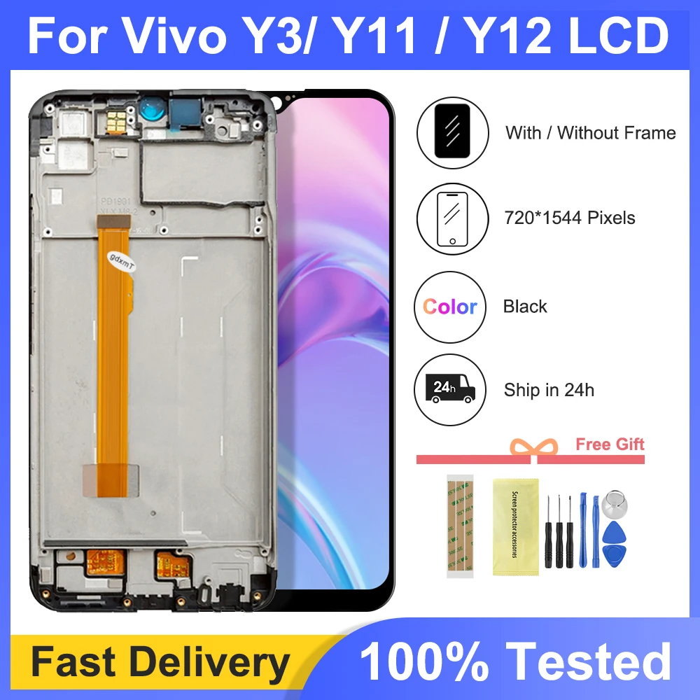

100% Tested For Vivo Y3 Y11 Y12 Y15 Y17 LCD Display Touch Screen Digitizer Assembly Replacement For Vivo Y3 V1901A Lcd 1906