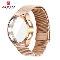 for galaxy watch 4 classic 46mm 42mm milanese strap case for samsung watch4 44mm 40mm stainless steel band metal mesh bracelet