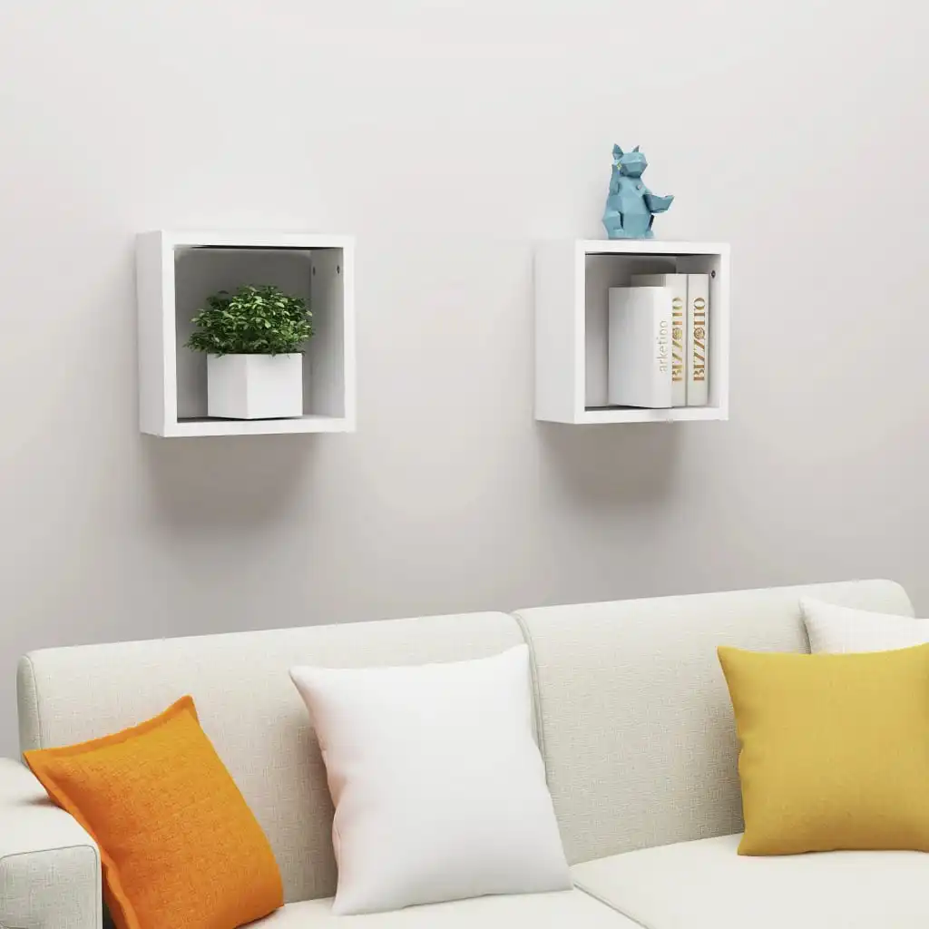 

Wall Cube shelves 2 pcs White 30x15x30cm