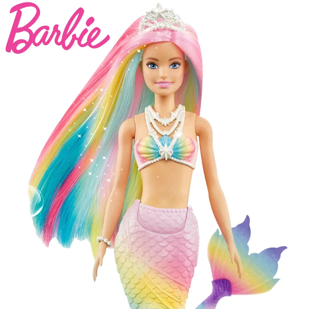 

Original NEW Barbie Doll Dreamtopia Mermaid Toys For Girls Joint Movement Doll Princess Girl Birthday Gift With Lighted-Up Color