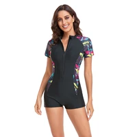 zip proof swimsuit printed swimsuit one piece swimsuit womens long sleeved diving surfing suit