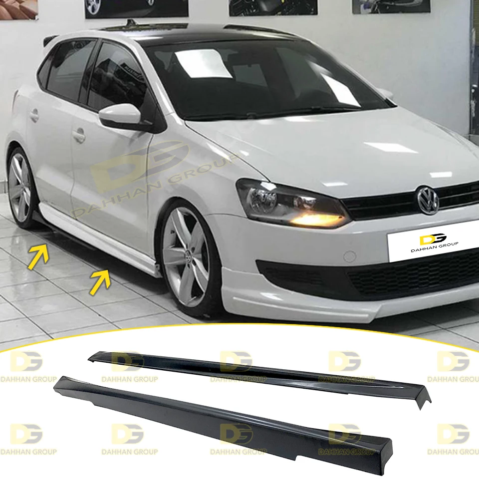 Enlarge V.W Polo MK5 2009 - 2017 Aero Style Side Skirts Blade Extension Left and Right Raw or Painted Surface Plastic Set R GTI Kit