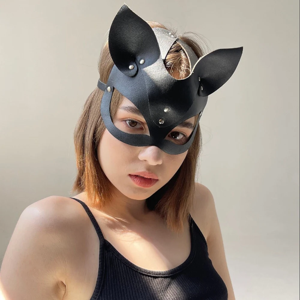 

Cosplay Anime Cat Girl Leather Mask Women Fetish Adult Disguise Mask Halloween Cosplay Anime Party Rave Face Masks Sexy Gift