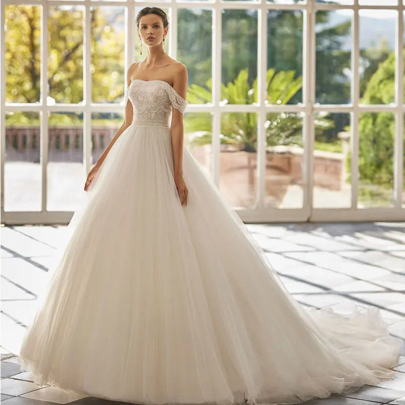 

Challoner Modern Sweetheart Tulle Pricess Wedding Dresses Sleeveless Court Train For Bridal Backless Vestidos Festa Custom Made