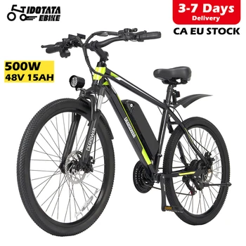 성인용 전기 자전거, 산악 전기 자전거, 21 단 사이클링 자전거, 26 인치 Ebike, EU 배송, 리튬 배터리, 500W, 48V, 12.8AH