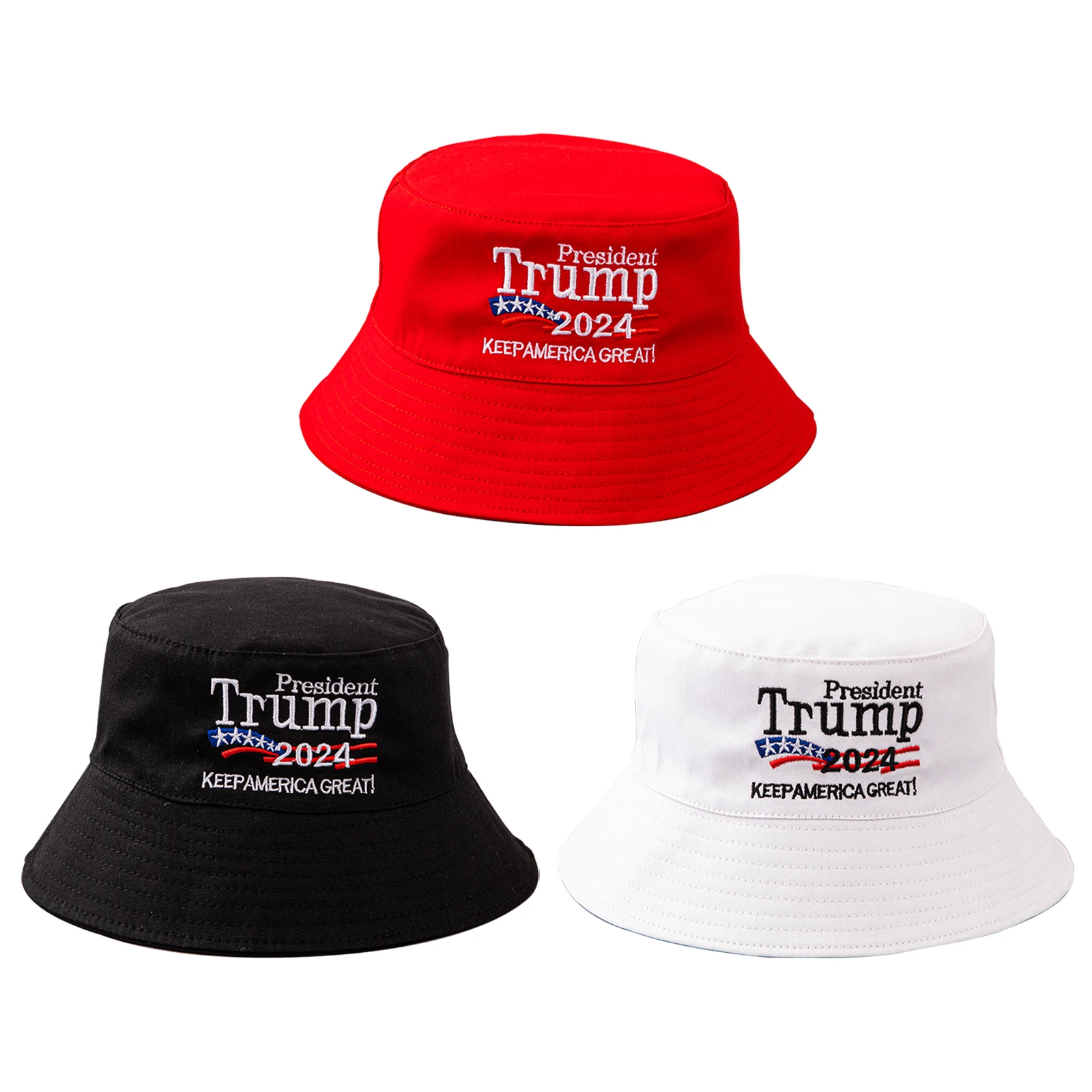 2024 Шляпа-панама Трампа красная с вышивкой флага Keep America Great USA