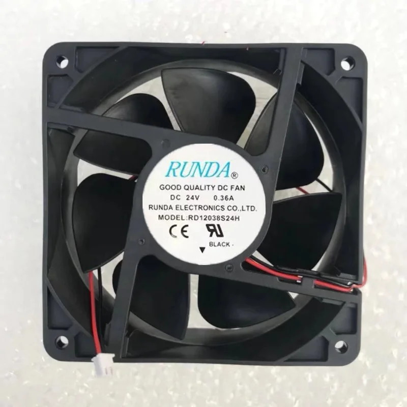 Куллер RUNDA RD12038S24H DC 24V 0.36A 120x120x38 мм, 2- проводной вентилятор охлаждения сервера