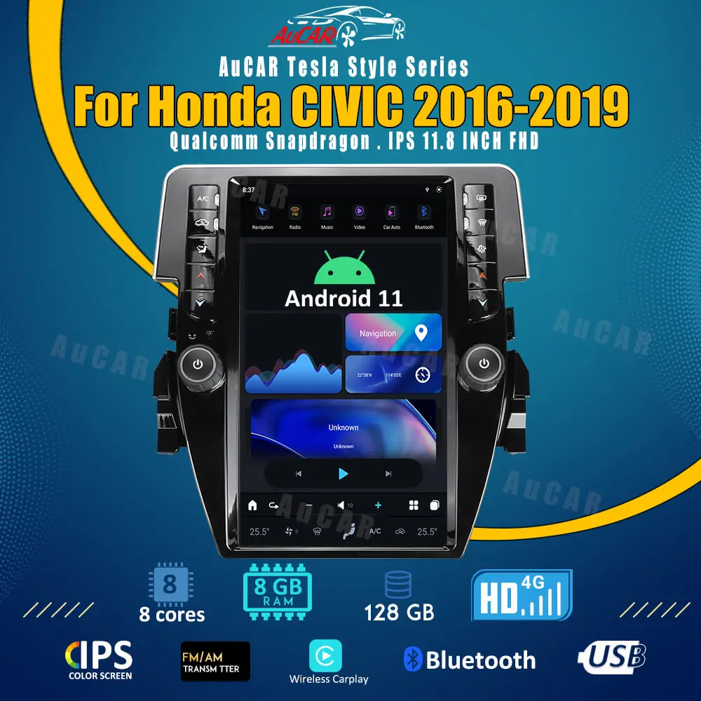 AuCar 11 8-дюймовый автомобильный радиоприемник видео-мультимедийный плеер Android