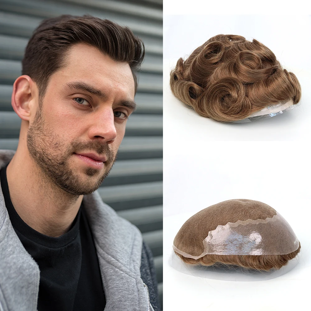 

Goodyard Toupee for Men, French Lace With Skin Around, 100% Density Hair System for Men, 7*9''