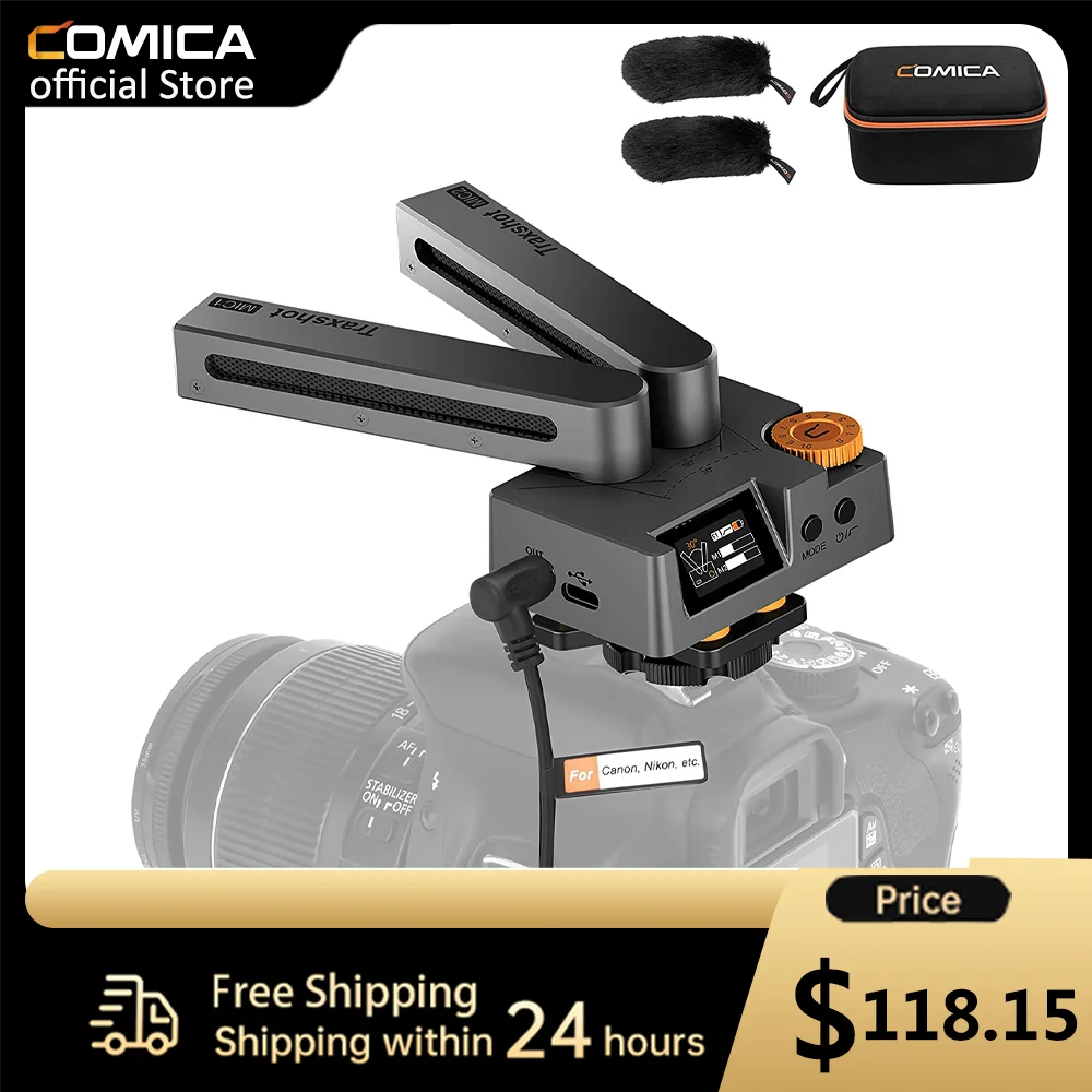 

Comica Traxshot Condenser Microphone Transformable Microphone Super Cardioid Shotgun Mic Multi-funtional Mic For Phone Camera