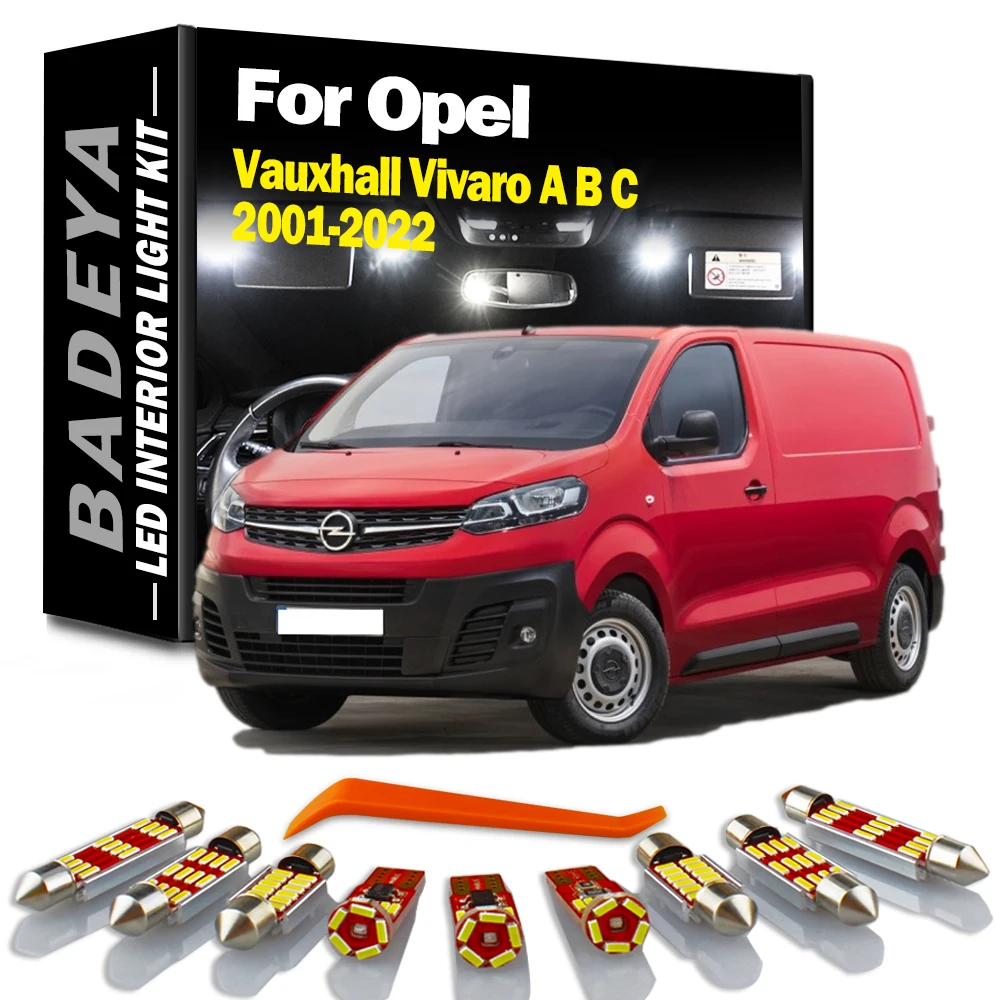 

BADEYA LED Interior Map Dome Light Kit For Opel Vauxhall Vivaro A B C 2001- 2016 2017 2018 2019 2020 2021 2022 Canbus Car Lamps