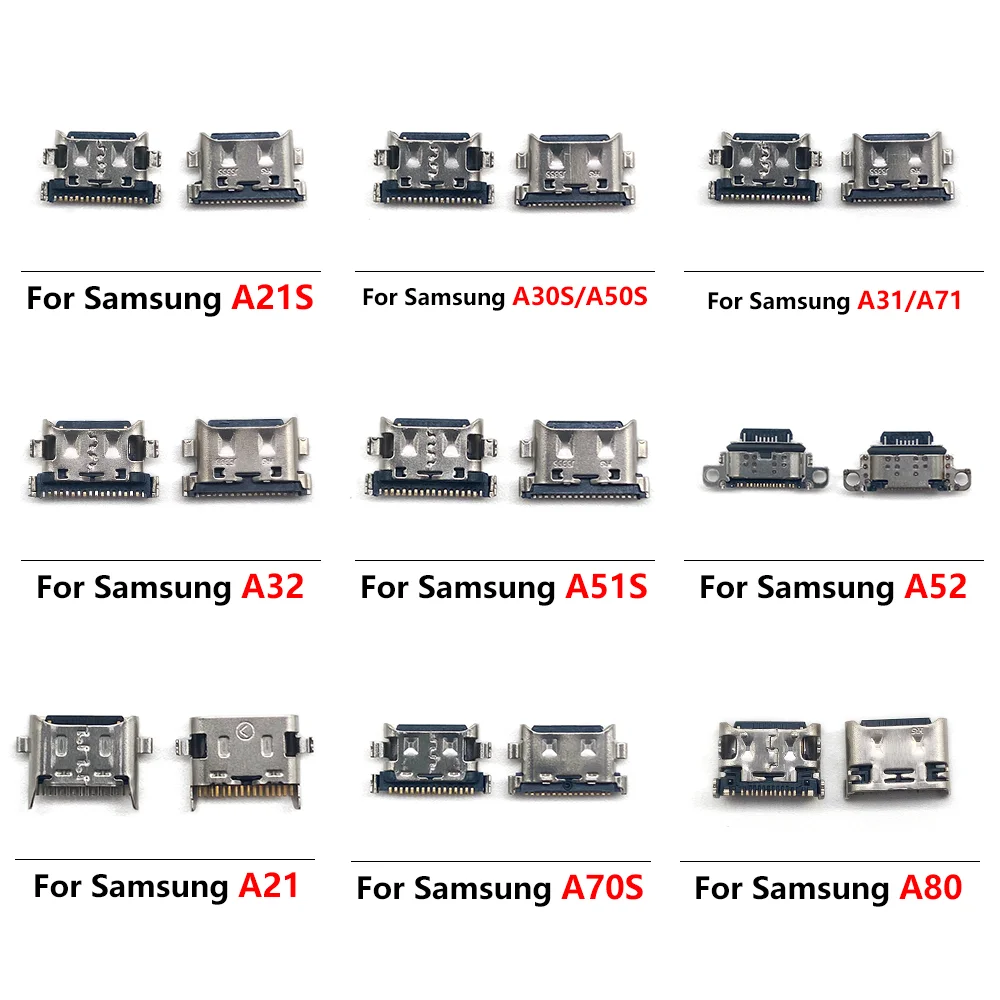 

100 шт., разъем для зарядного устройства USB для Samsung A21, A30S, A50S, A31, A71, A32, A51, A52, A72, A70, A80