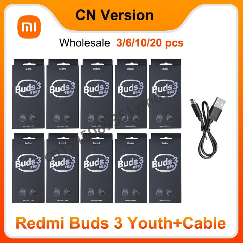 Price 3 6 10 20 قطعة كابل شاومي Redmi براعم 3 الشباب TWS بلوتوث 5.2 سماعة سماعة IP54 الحياة Mi Ture اللاسلكية سماعات 3 الشباب