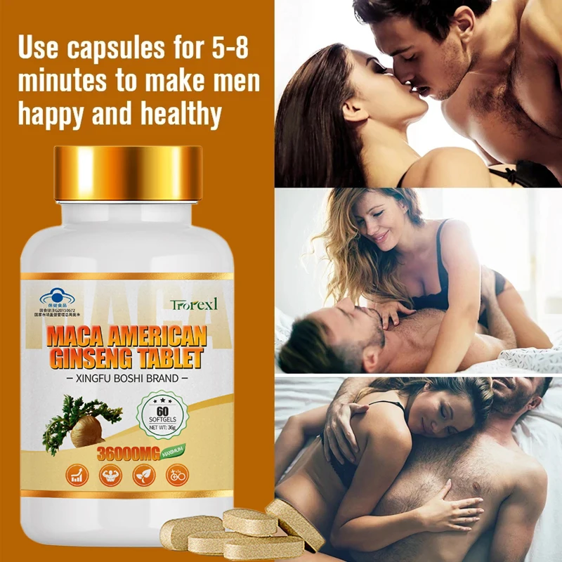 

Male Prolong Strong Erections, natural maca extract tablets. Ginseng oyster extract. Nutritional supplement increase energy 60pc