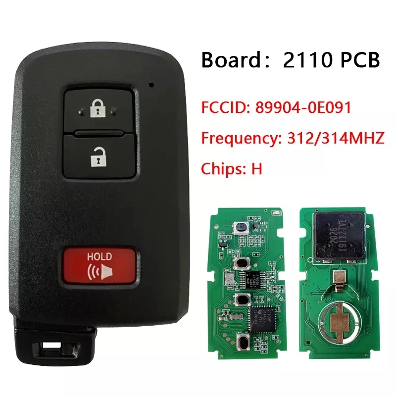 CN007147 Aftermarke для 2012-2019 Toyota PriusTacoma Land Cruiser 3 кнопки смарт-ключ PN внутренней катушкой, 89904-0E091 HYQ14FBA (AG доска 2110 печатной платы)