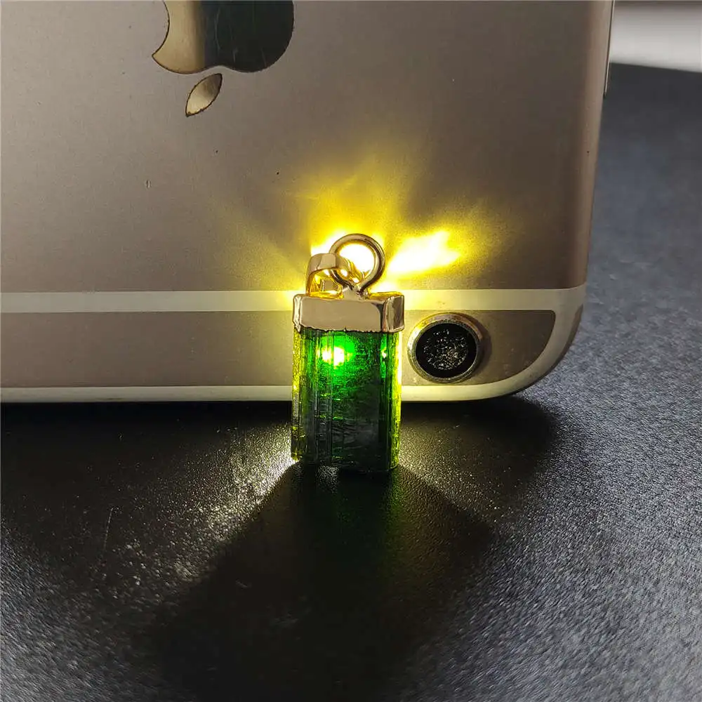 Подвеска из натурального зеленого и черного турмалина FUWO позолоченные