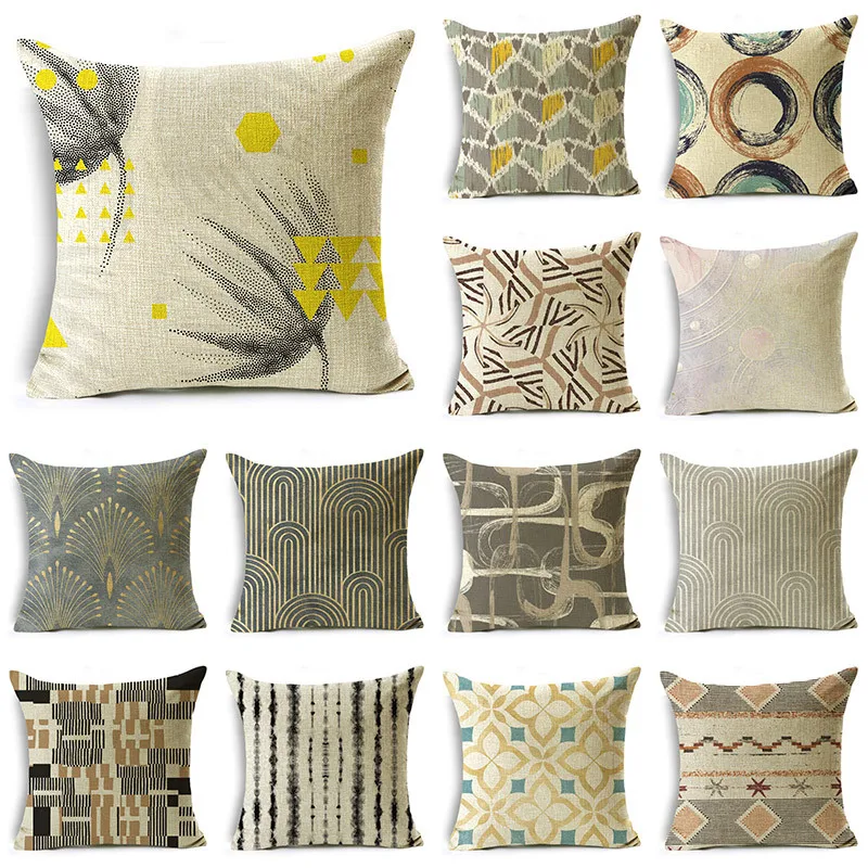 

American Light Luxury Pillow Cover Geometric Splicing Living Room Homestay Decorative Cushion Cover 40*40cm/45*45cm/50*50cm