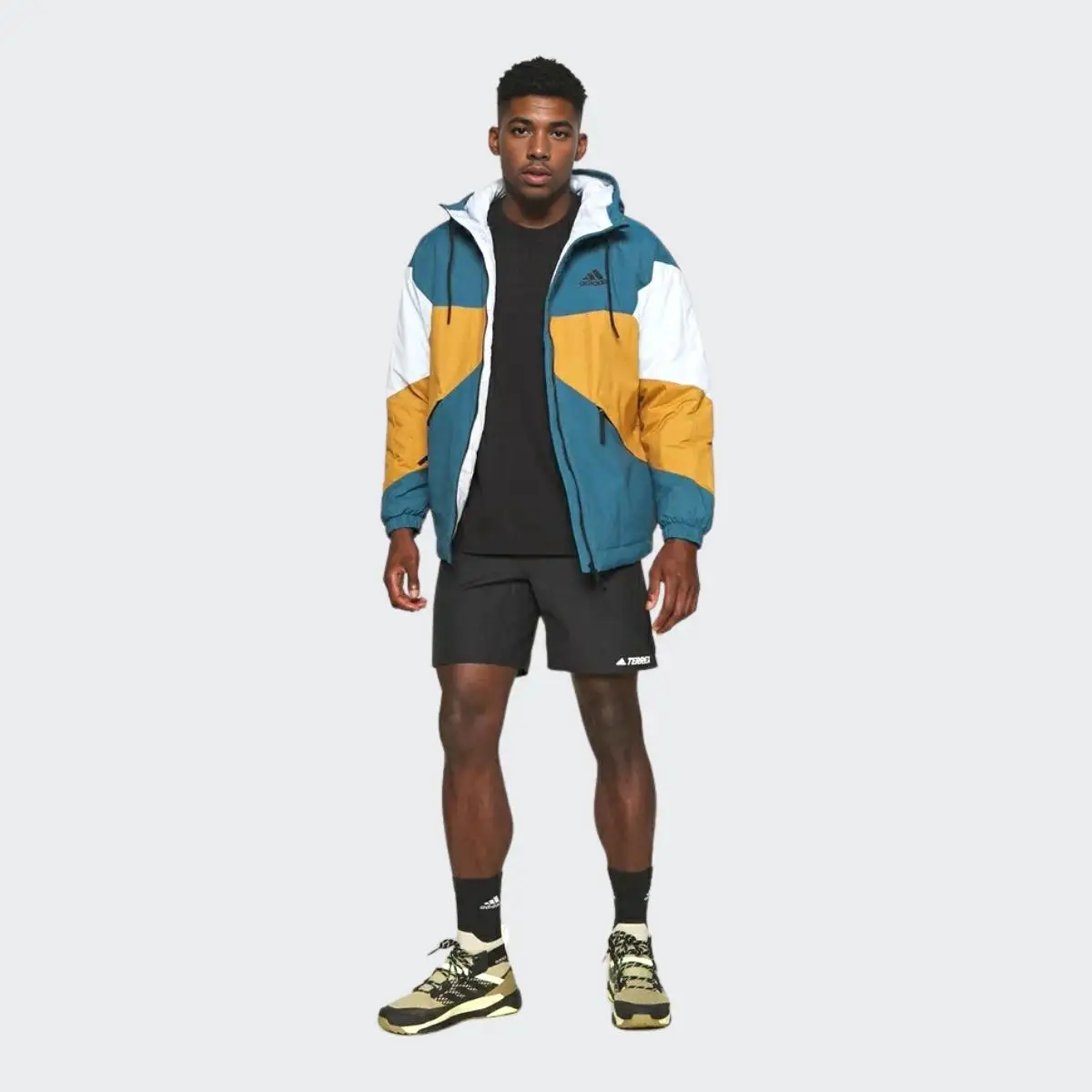 Теплая хлопчатобумажная куртка Adidas Color Block Spliced мужская верхняя одежда в стиле